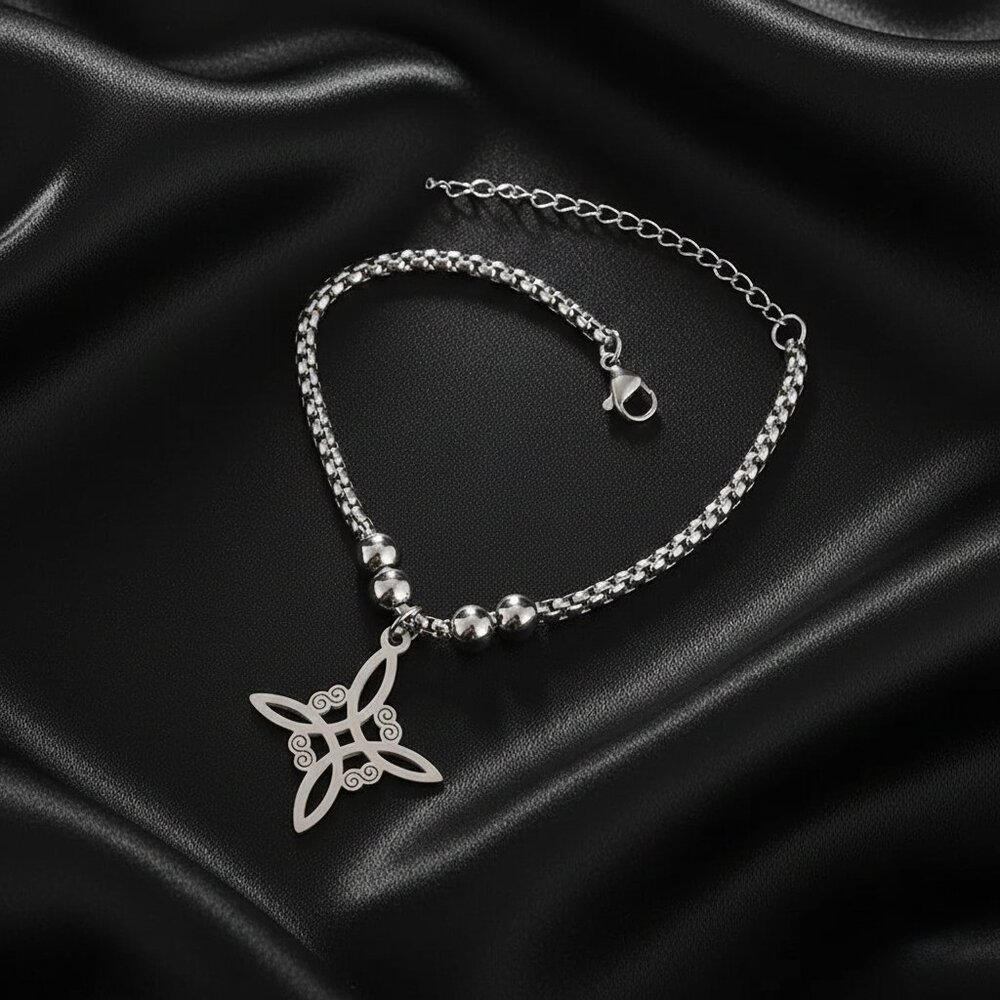 Silver Stainless Steel Witch Celtic Viking Cross Knot Fashion Bracelet NWOT - Picture 4 of 9